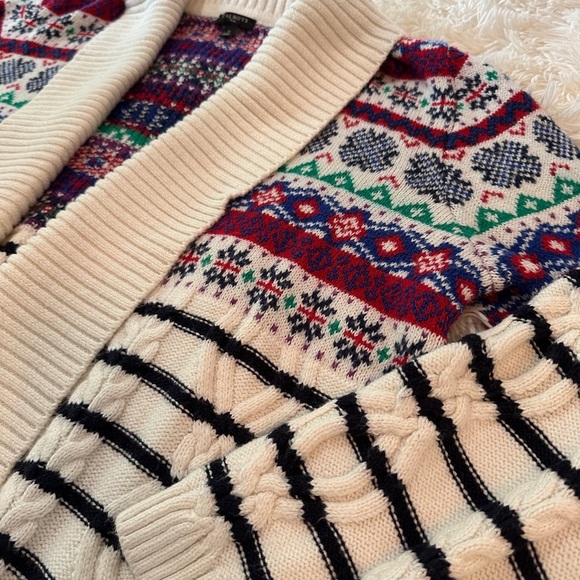 Talbots Cabincore Plus FairIsle Shawl Cardigan Sweater Nordic Stripe Knit Size X - Picture 10 of 16